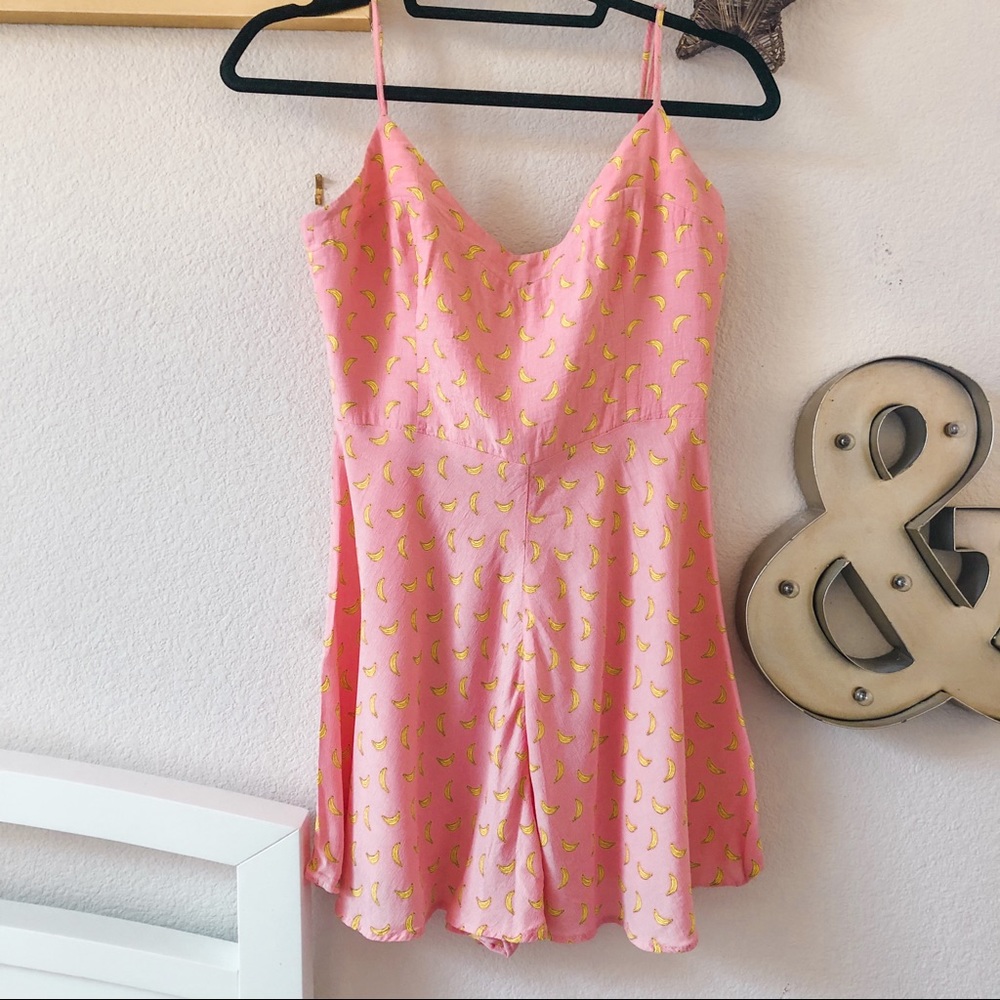[NEW] ZARA pink banana printed romper